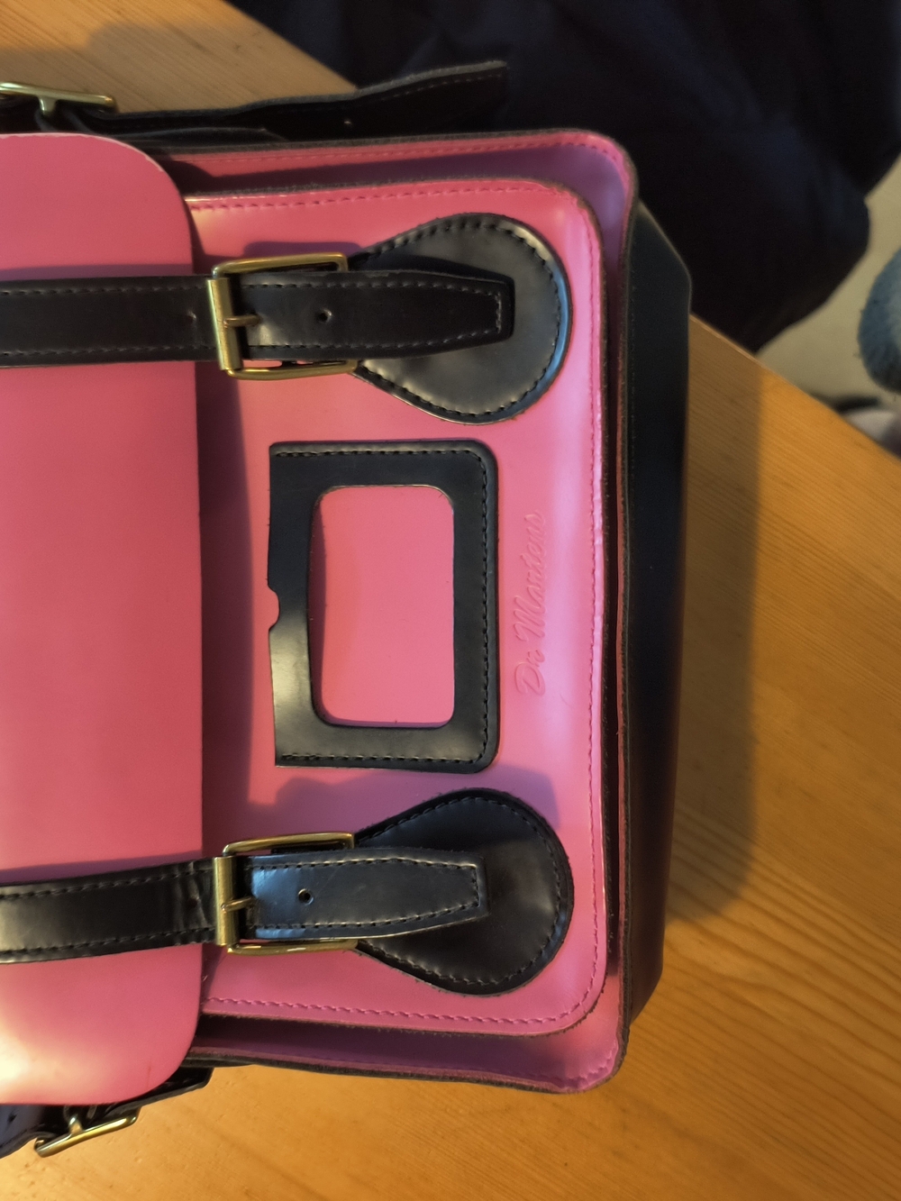 Dr. Martens Pink and Black Leather Crossbody Satchel